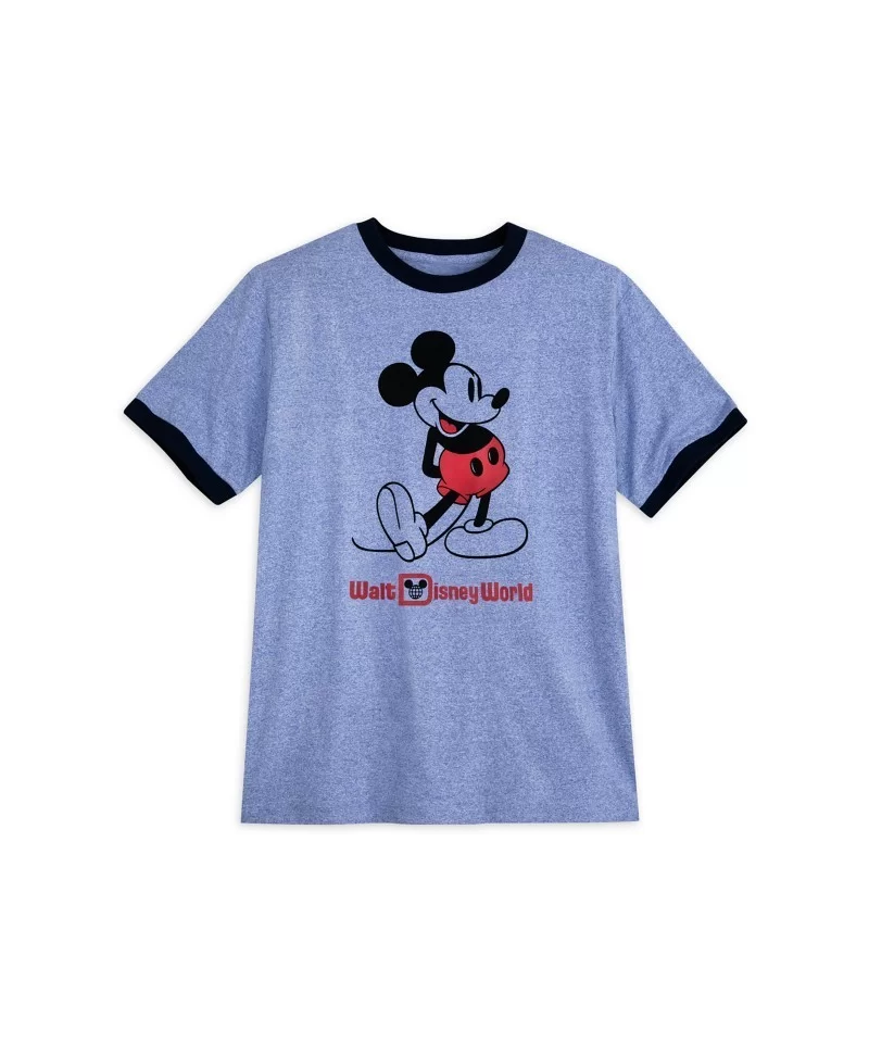 Mickey Mouse Classic Ringer T-Shirt for Adults – Walt Disney World – Blue $8.18 UNISEX