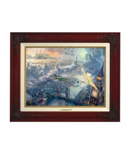 ''Tinker Bell and Peter Pan Fly to Never Land'' Framed Canvas Classic by Thomas Kinkade $128.00 COLLECTIBLES