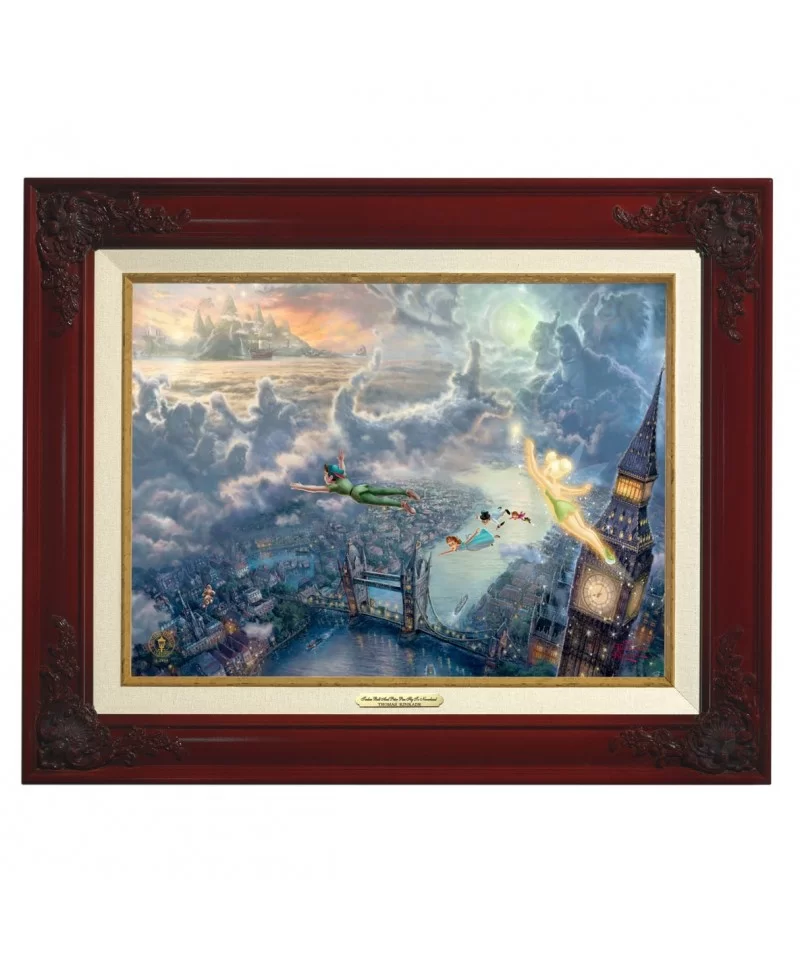 ''Tinker Bell and Peter Pan Fly to Never Land'' Framed Canvas Classic by Thomas Kinkade $128.00 COLLECTIBLES