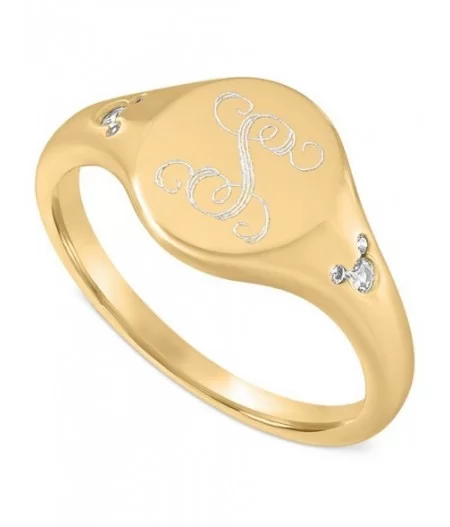 Mickey Mouse Gold Signet Ring by Rebecca Hook – Personalized $35.20 ADULTS