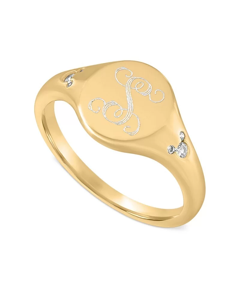 Mickey Mouse Gold Signet Ring by Rebecca Hook – Personalized $35.20 ADULTS