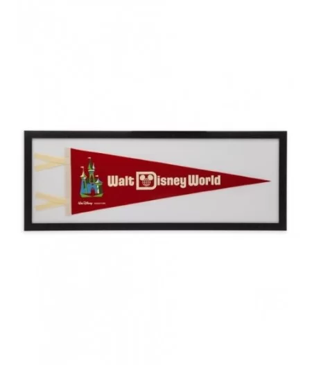 Walt Disney World 50th Anniversary Replica Pennant – Framed – Red $39.02 HOME DECOR