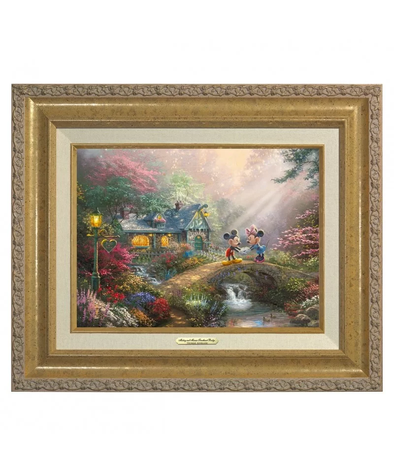 ''Mickey and Minnie Sweetheart Bridge'' Canvas Classic by Thomas Kinkade Studios $101.52 COLLECTIBLES