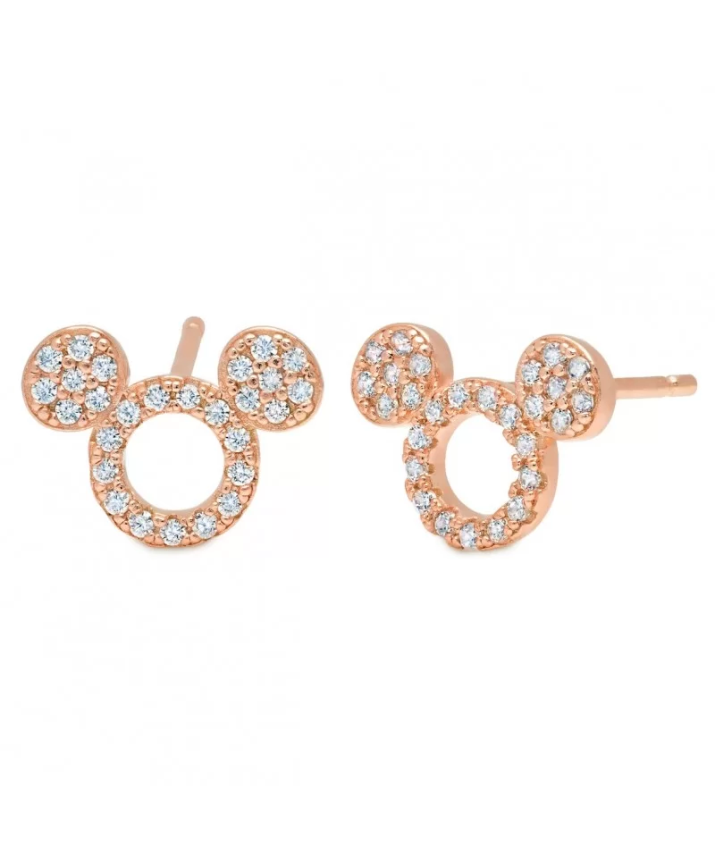 Mickey Mouse Icon Silhouette Stud Earrings by CRISLU – Rose Gold $17.28 ADULTS