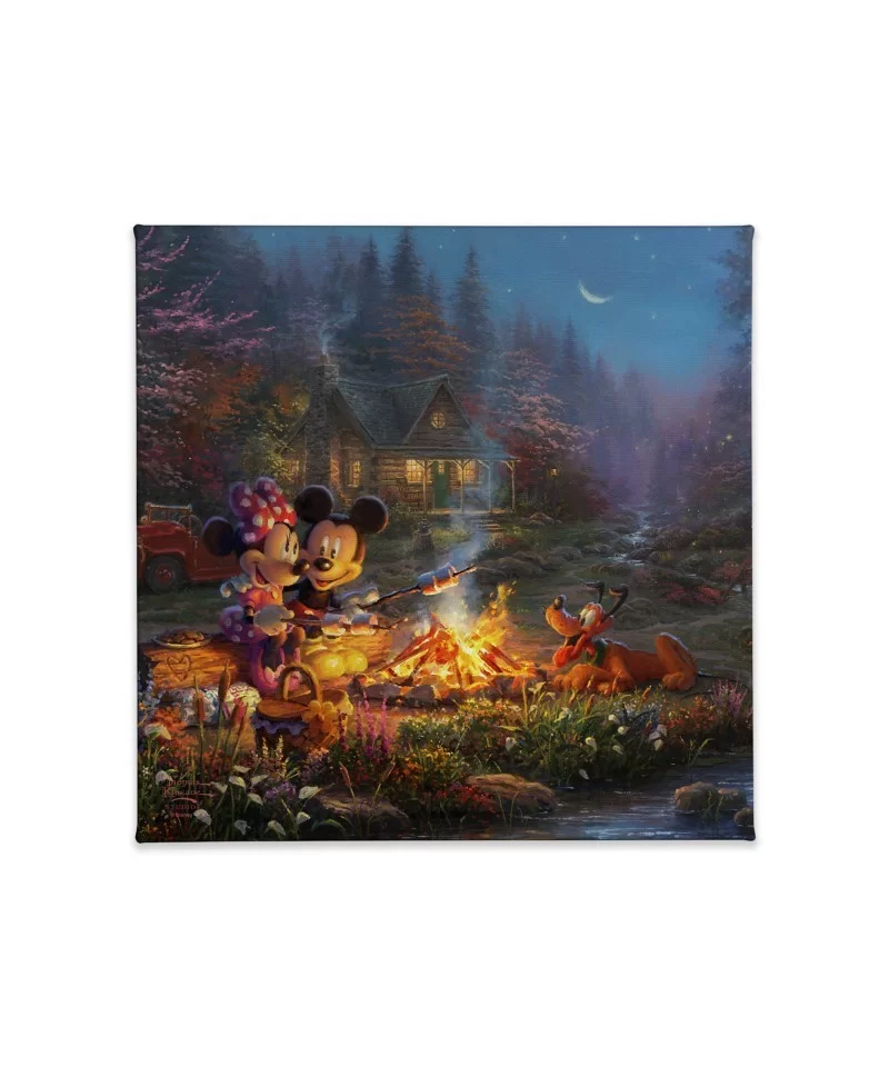 ''Mickey and Minnie Sweetheart Campfire'' Gallery Wrapped Canvas by Thomas Kinkade Studios $44.00 COLLECTIBLES