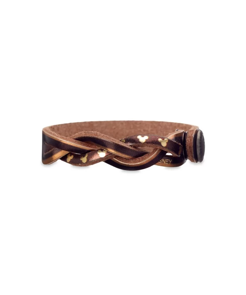 Mickey Mouse Icon Braided Metallic Leather Bracelet – Personalizable $3.54 ADULTS