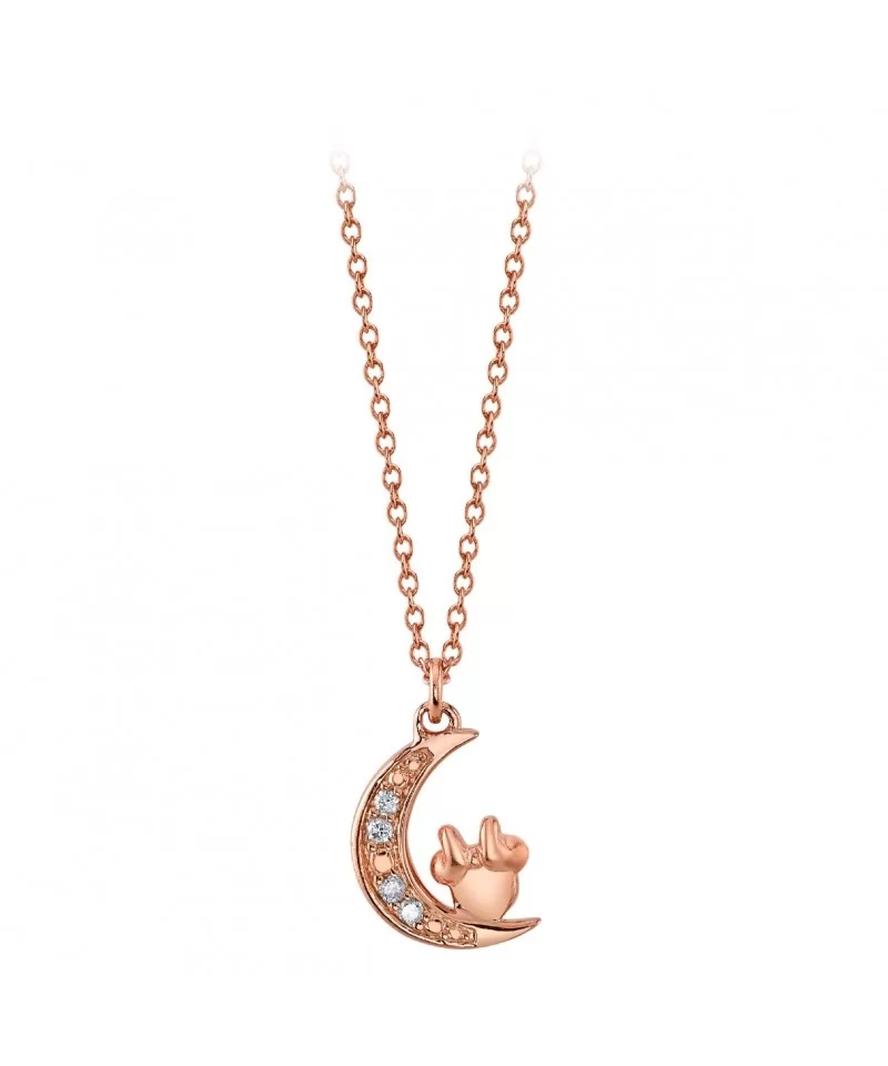 Minnie Mouse Icon Crescent Moon Diamond Necklace $25.80 ADULTS